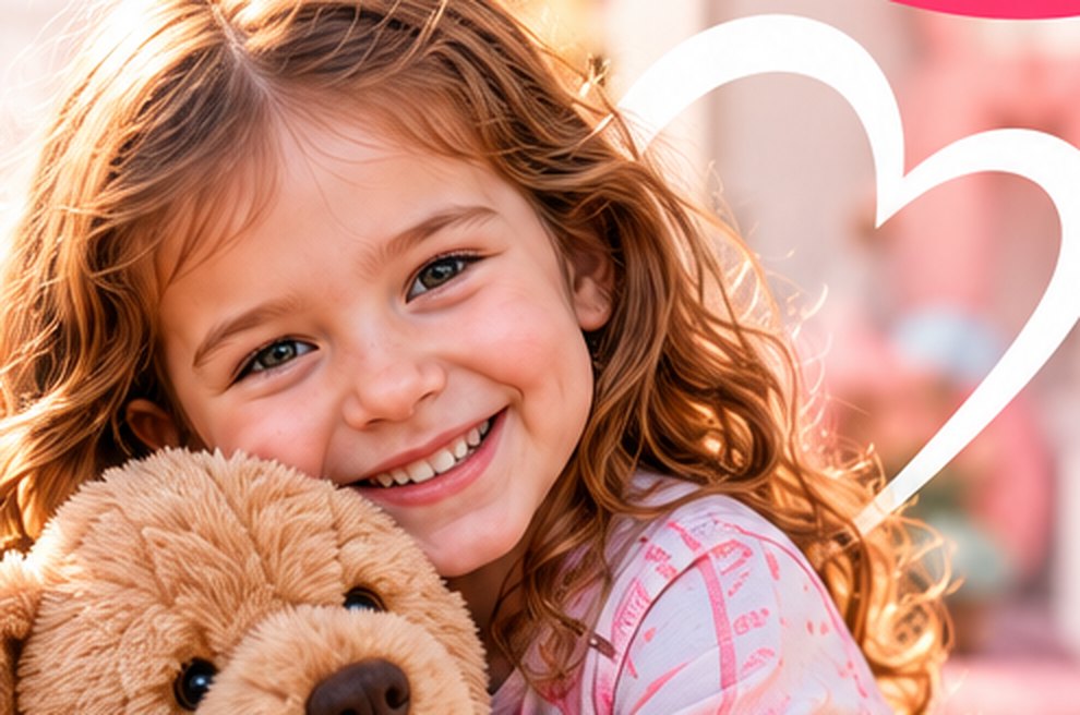 Lachendes Mädchen mit Teddybär